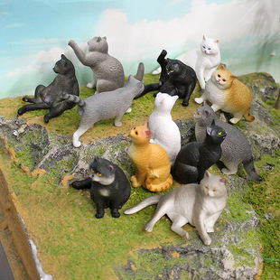 Cross-border Children's Mini Simulation Pet Cat Model Lazy Cat British Short-haired Cat Story Cat Decoration Ornaments