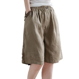 Cotton Linen Shorts Women's Summer Clothes Women's Five-point Pants Loose High Waist Slimming Women's Pants Loose Casual Pants