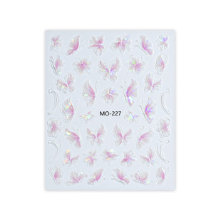 Cyber Red Nail Art Sticker Shell Light Dream Butterfly Stereo Relief Magic Color Streamer Pink Purple Butterfly Nail Patch
