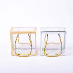 Spot Hot Stamping Transparent Satchel Plastic Box PVC Companion Gift Box Snowflake Pastry Gift Box pet Square Packaging Box