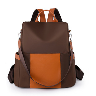 Foreign trade new leisure women's color contrast backpack fashion trend large capacity dual-purpose shoulder backpack portable schoolbag