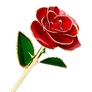 Painted Rose Electroplated Rose 24K Pure Gold Rose Cross-border New Valentine's Day Classy Gift