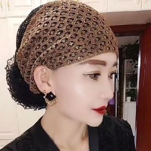 Four Seasons breathable lace fishing net home lace hat mother hat hair covering white hair big flower hair band toe cap