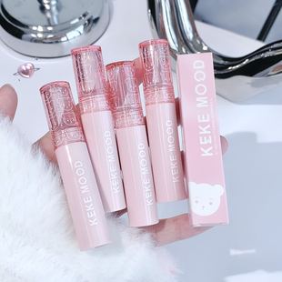 kekemood White Pink Bear Mist Lip Glaze Matte Fog Velvet No Fade Lipstick Water Gloss Brocade Face Doodle Lips