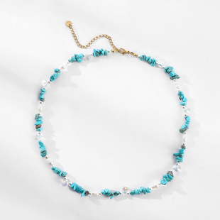 Personalized European and American Crystal Gravel Freshwater Pearl Beaded Necklace Women's Exaggerated Niche Clavicle Chain Cross-border Foreign Trade Jewelry