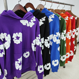 Denim Tears Hoodie Капок с принтом пены джинсовая слеза толстовка с толстовкой для мужчин и женщин
