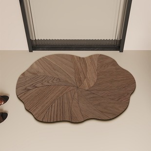 Cross-border wood grain lotus leaf shaped mat bathroom absorbent mat bathroom door anti-slip mat porch entrance dirt-resistant mat