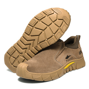 Slip-on labor protection shoes men's steel toe cap welder old protection shoes Kevlar anti-smashing anti-puncture construction site shoes lightweight