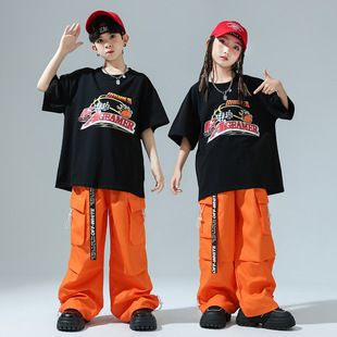 Children's Hip-hop Fashion Clothing Summer Children's Group Training Clothing Girls Jazz Dance suit Boys Hip-hop Performance Clothing