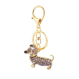 Cute Crystal Dachshund Animal Pet Key Chain Key Chain Package Pendant Zodiac Birthday Gift 1437 for Men and Women