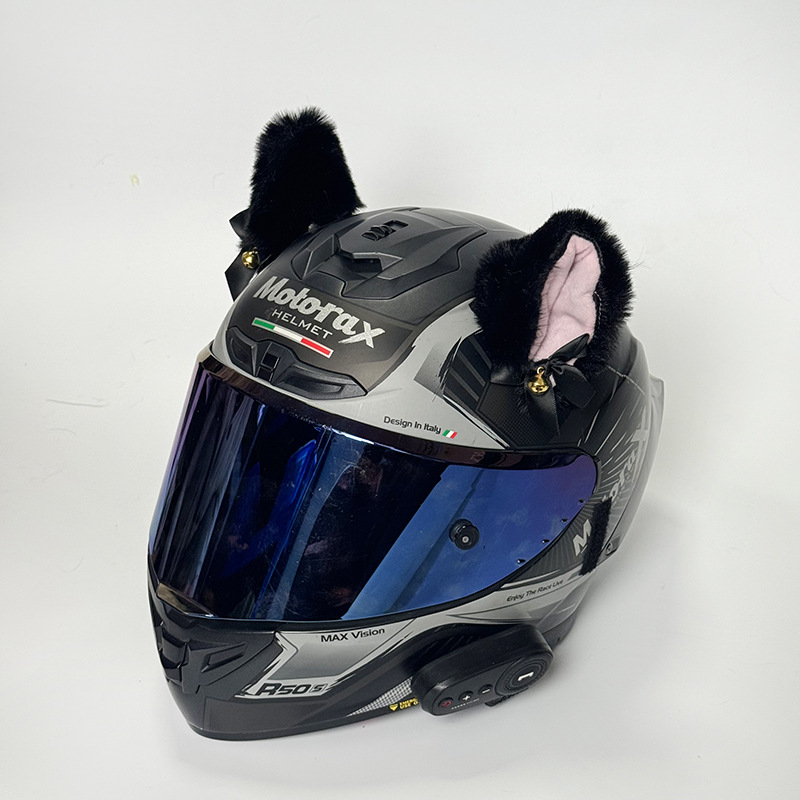 Internet celebrity helmet decoration Black Pink Bell Hu Di Jie Er motorcycle helmet ski pants helmet plush beast ear accessories wholesale