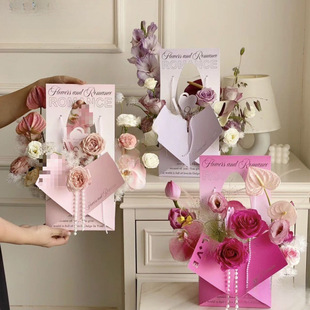 New Tanabata Heart Pie Hot Silver Folding Portable Box Waterproof Kraft Paper Flower Portable Box Handmade Diy Flower Box