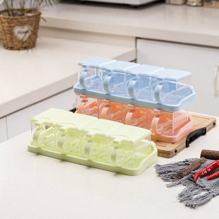 Factory transparent with spoon seasoning can combination set wall-hanging four-compartment seasoning box multi-store supply wholesale