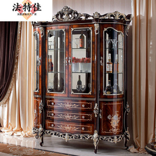 European Round Table 6-Person High-Grade European Round Dining Table Dining Chair Neoclassical Solid Wood Carving Combination Round Belt Turntable Black