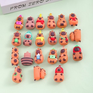 Cute Capibala Keychain Pvc Cartoon Capybara Cute Car Bag Hanging Accessories Small Accessories in stock Straight Hair
