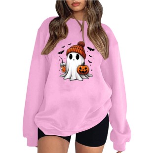 2024 Explosions European Size Women's Shoulder Sleeve Threaded Halloween Sweatshirt