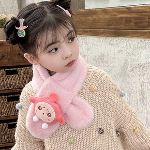 Korean Style Children's Scarf Autumn and Winter Cute Plush Parent-Child Cute Baby Thickened Cartoon Imitation Rabbit Fur Baby Scarf