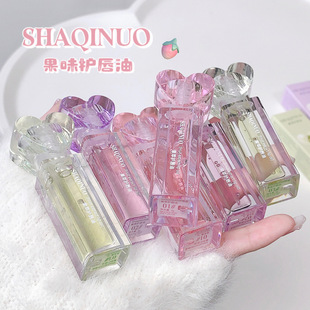 SHAQINUO Fruit Lip Oil Desalinizes Lip Pattern Lip Gloss Mirror Doodle Transparent Glass Lip Moisturizing and Hydrating