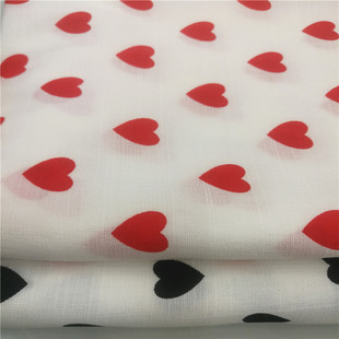 Love Printed Fabric Polyester Cotton Imitation Hemp Slub Dot Printing Pigment Printed Fabric Shirt Dress Printed Fabric