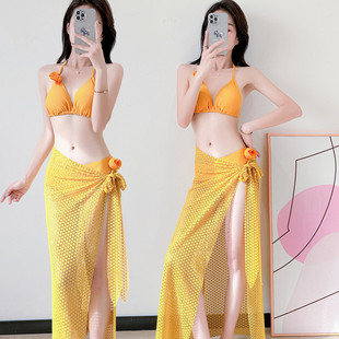 Bikini разделенные длинные юбки пляжный остров Купальный костюм женский бикини три комплекта сексуальный горячий источник летом