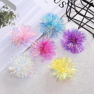 Creative party holiday gift laser bright silk key ring pendant personalized color cheerleading ball key chain pendant