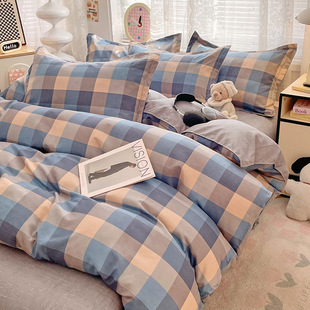 Pure thick sanding cotton bed four-piece set skin-friendly twill cotton dormitory three-piece set wash cotton bed sheet quilt cover wholesale