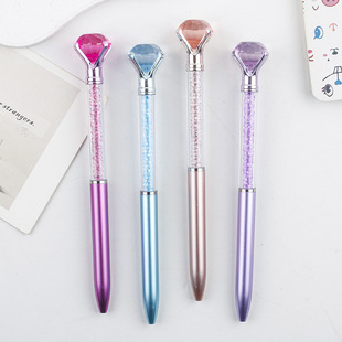 Creative Stationery Simulation Large Diamond Ballpoint Pen Color Crystal Flash Pen Rotating Color Metallic Ballpoint Pen