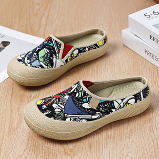 Shoes Women's Summer New Breathable Comfortable Canvas Shoes Slip-on Soft Bottom Lazy Women's Shoes Fashion Old Beijing Cloth Shoes