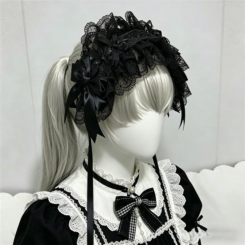 Sweet Girl Lolita Accessories Hairpin Lace Elegant Versatile Ribbon Bow Handmade Dress Headwear DIY