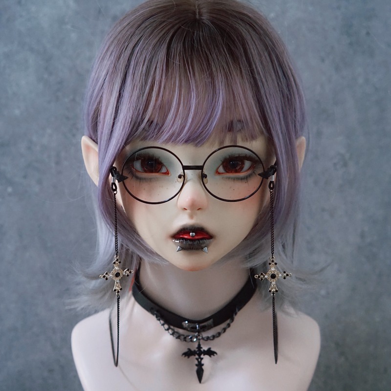 Handmade cross-shaped eyeglasses chain, dark subculture, gothic, retro, edgy, unique design, sexy eyeglasses chain.