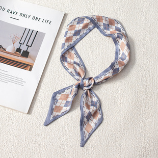 Long Silk Scarf Hair Band Ribbon Spring and Summer Silk Scarf Women's Thin Narrow All-match Tie Bag Hair Accessories Tie Bag Small Ribbon Handle