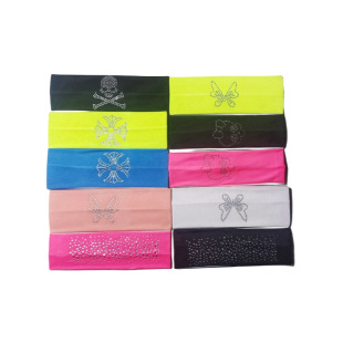 Cross-border rhinestone sports yoga hair band female milk silk fabric sweat-absorbent headscarf solid color geometric sports headband wholesale