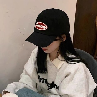 Race letter embroidered baseball cap spring and summer new Korean ins hat bright line color matching couple all-match peaked cap for women