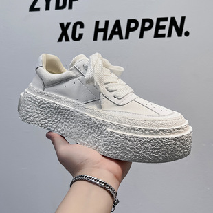 New Thick-soled Increased Breathable All-match Casual Sneakers 2024 Spring Niche Ins Style Lace-up Sport Skateboard Shoes