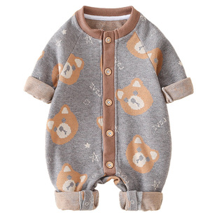 New Starting Point Clothing Baby Spring Jumpsuit Casual Men's Knitted Newborn Spring and Autumn Climbing Clothes Baby Clothing