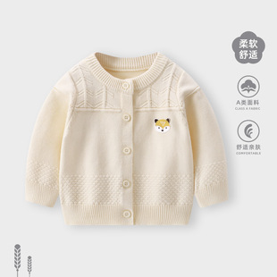 Baby's Coat Spring Clothing for Boys and Baby's 2025 New Knitted Shirt Top Boy's Sweater Spring and Autumn Thin Outer Wear Clothes