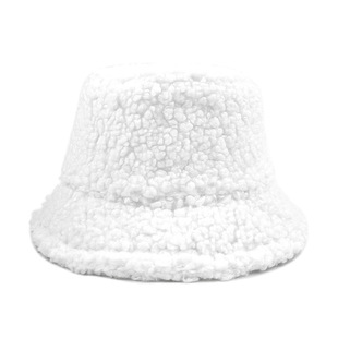 Winter light plate lamb plush fisherman hat men and women plus velvet warm bucket hat solid color lamb velvet basin hat wholesale