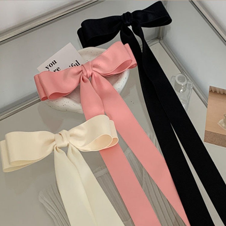 Jennie Same Style Oversized Bow Hairpin Girl Ballet Style Ribbon Spring Clip Headwear Ribbon Side Clip Hair Accessories