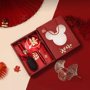 Comb wedding a pair of mirrors to accompany the wedding red air cushion comb Xi wood comb suit dowry items woman's full set wholesale