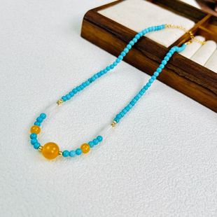 Natural Onyx Stone Beaded Tassel Necklace Women's New Chinese High-end Long Crossbody Chain Woolen Chain Trendy Accessories