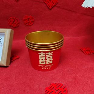 Wedding Corrugated Bowl Factory Wholesale Thickened Hardening Disposable Wedding Wedding Ceremony Entertainment Red Household Wedding Bowl