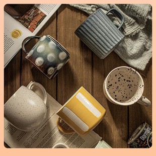 ☨ High-Looking Mug, Universal Japanese Retro Breakfast Cup, Coffee Cup, Ceramic Large-Capacity Cup Batch