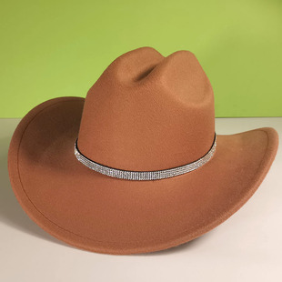 Sunshade Big Eave Western Cowboy Hat Advanced Sense Ethnic Style Felt Hat Vacation Tourism Windproof Stage Props Top Hat