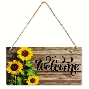 Cross-border sunflower welcome slogan wooden crafts door plate rectangular logo creative decorative plate home