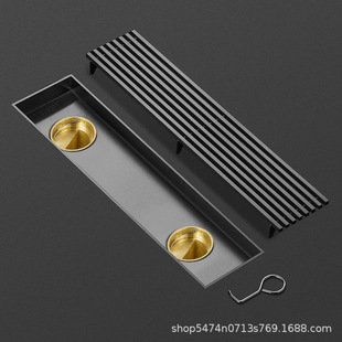 304 stainless steel floor drain bathroom long double drain hole large displacement floor drain copper core deodorant insect-proof