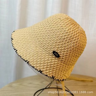 2024 Summer New Sun Hat Women's South Korea Dongdaemun Braided Hollow Out Travel Slit Hair Hat Fisherman Hat No