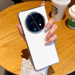 Применимо OPPO Find N5 чехол для мобильного телефона Кожа кожи Личи рисунок гальваническое серебро n5 Защитный чехол для продвинутого чувства женщины