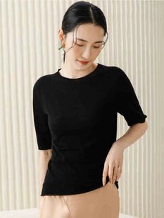 Women's Half Sleeve Knit Sweater Thin Top 2025 Spring Simple Style Half Sleeve Worsted Base Water Soluble Wool Sweater for Women