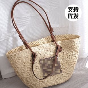 One-shoulder straw woven bag 2023 new summer Luojia straw bag woven bag seaside holiday beach bag women's bag wholesale