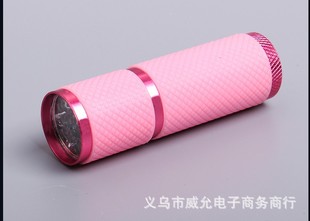 9LED мини светящийся кожаный фонарик алюминиевый сплав портативный водонепроницаемый фиолетовый сухой аккумулятор ногтей фонарик